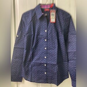 IZOD Pink Polka Dot Button Down - Size SP